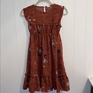 Floral Kids Dress in Brown